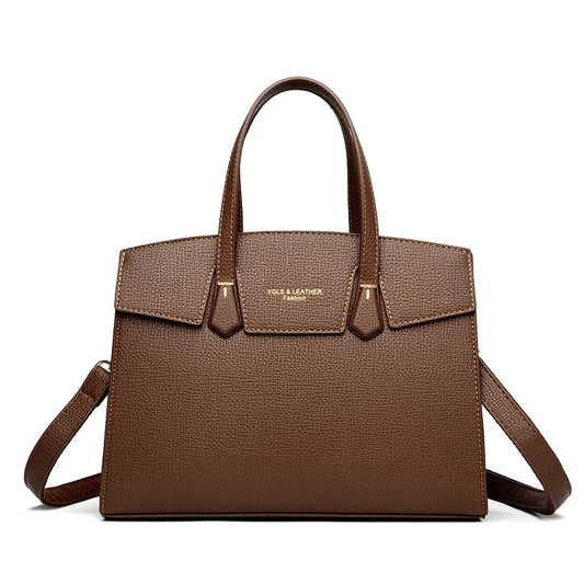Sac cabas en cuir marron Burgundy-Noir-Apricot-Gris-Marron-ShopGET® 