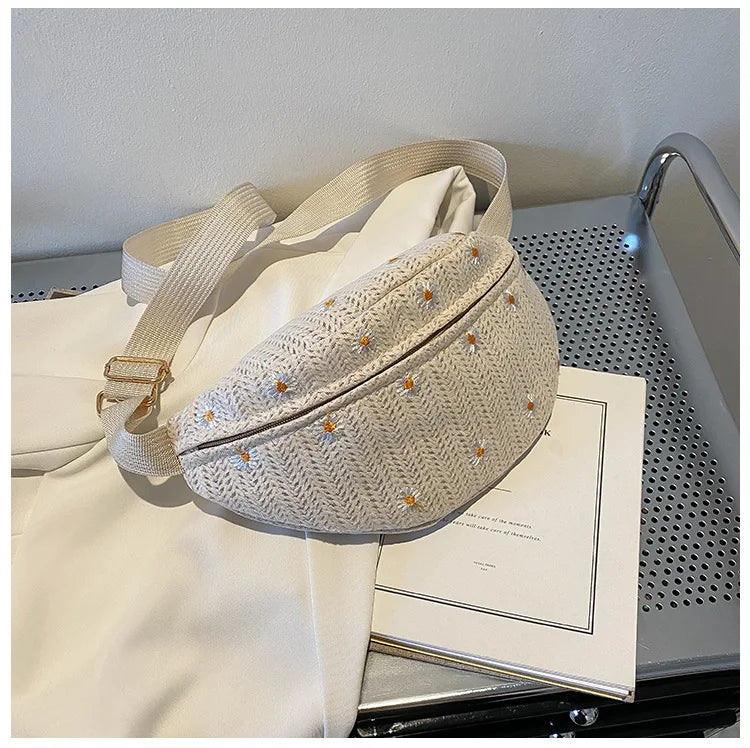 Sac banane femme paille fleurs - ShopGET®