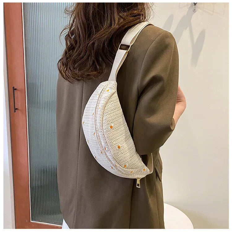 Sac banane femme paille fleurs - ShopGET®