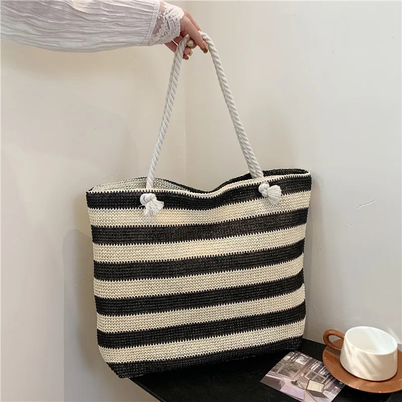 Cabas sac de plage Rouge-Bleu-Kaki-Noir-ShopGET® 
