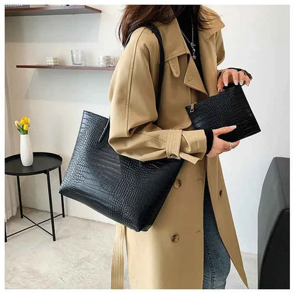 Sac cabas femme noir en cuir sans accessoires Noir / 30x32x8cm-Marron / 30x32x8cm-ShopGET® 