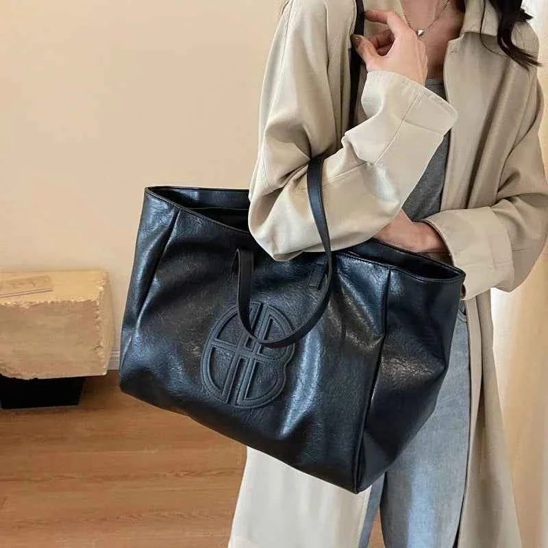 Gros sac cabas femme Marron-Noir-ShopGET® 