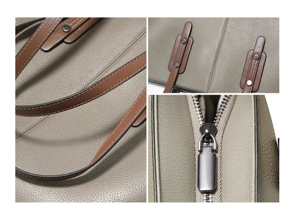 Sac cabas noir pour le travail - Elena Marron-Kaki-Gris-Bleu-Noir-ShopGET® 
