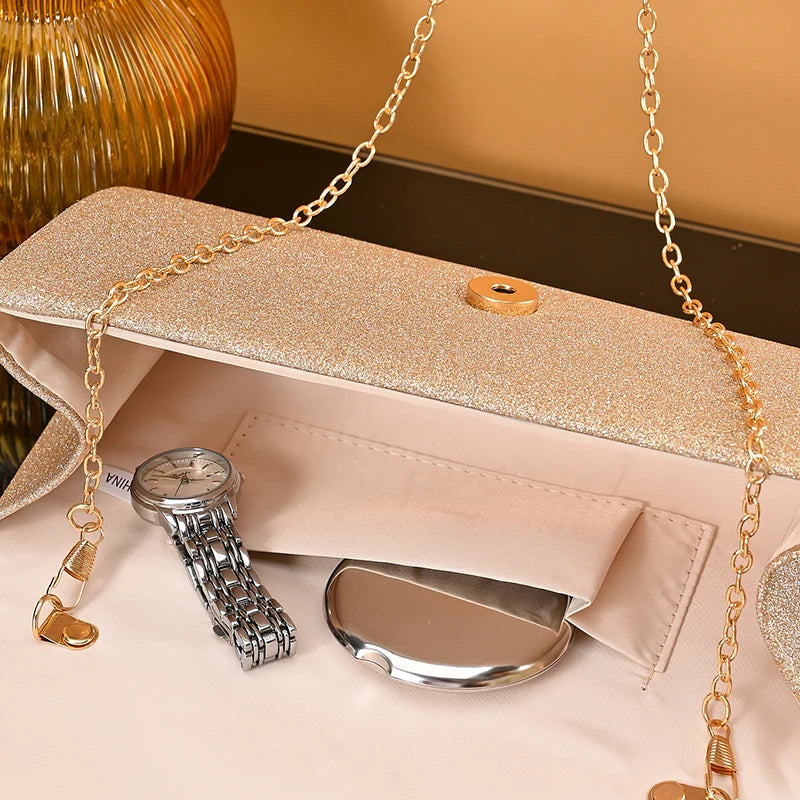 Pochette femme luxe de soirée Blanc-Dorée-Noir-Argent-ShopGET® 