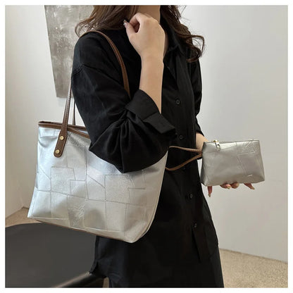 Sac cabas femme vintage Marron / 36x25x12cm-Argenté / 36x25x12cm-Beige / 36x25x12cm-Noir / 36x25x12cm-Multicolore / 36x25x12cm-ShopGET® 