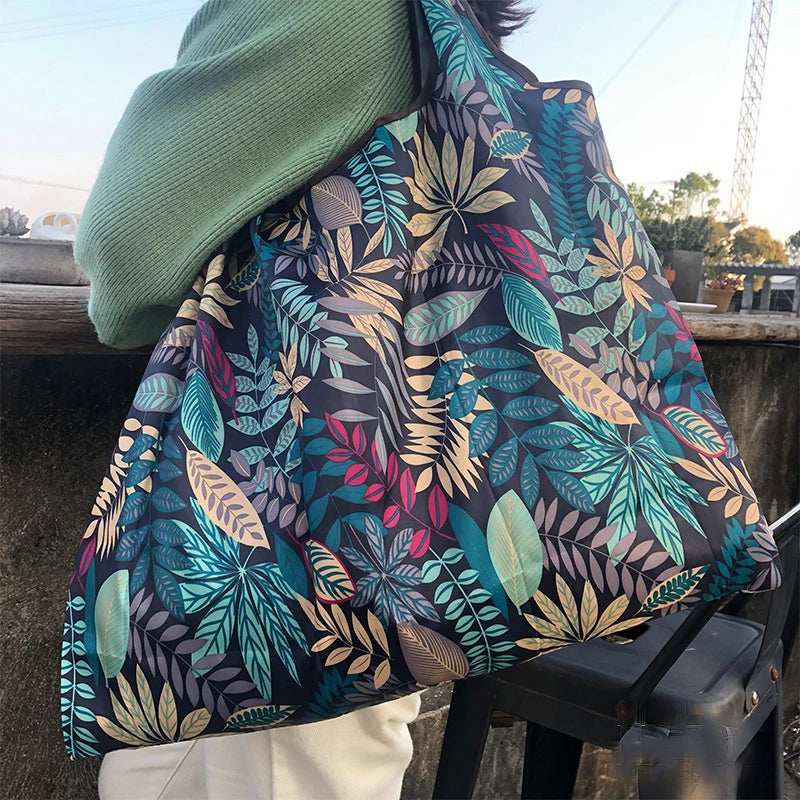 Sac de courses waterproof Noir-Floral pourpre-Orange floral-ShopGET® 