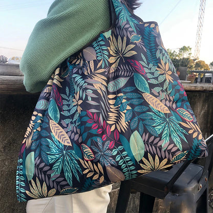 Sac de courses waterproof Noir-Floral pourpre-Orange floral-ShopGET® 