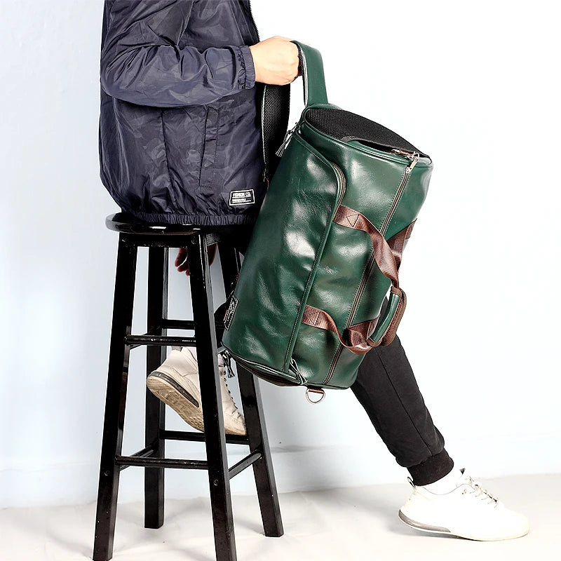 Sac polochon vintage de luxe Noir Jaune-Noir-Vert A-Vert B-ShopGET® 