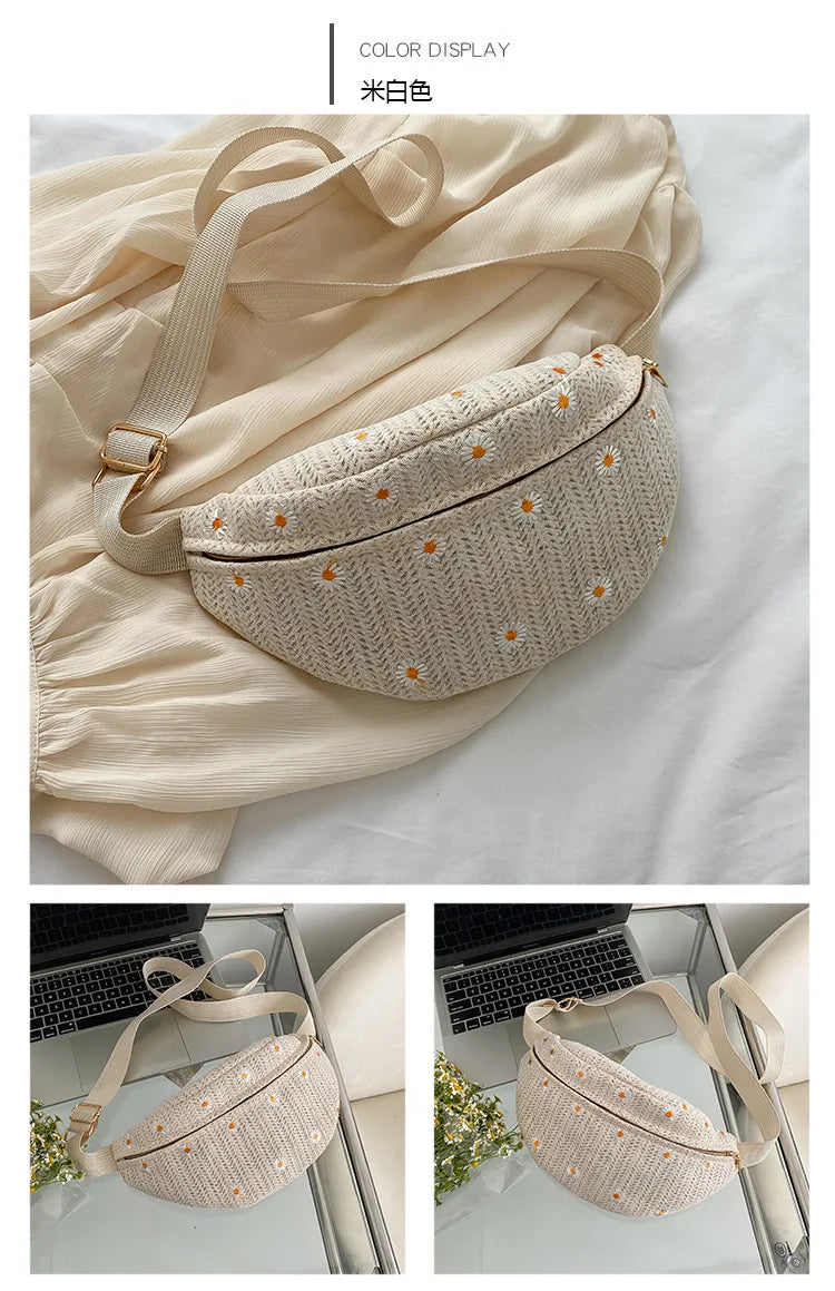 Sac banane femme paille fleurs - ShopGET®