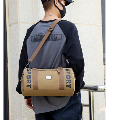 Sac polochon en toile kaki-Marron-Noir-ShopGET® 