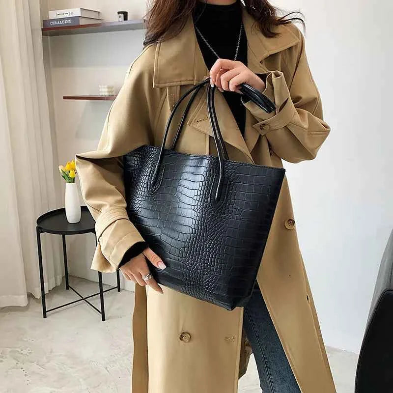 Sac cabas femme noir en cuir sans accessoires Noir / 30x32x8cm-Marron / 30x32x8cm-ShopGET® 