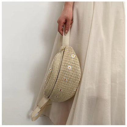 Sac banane femme paille fleurs - ShopGET®