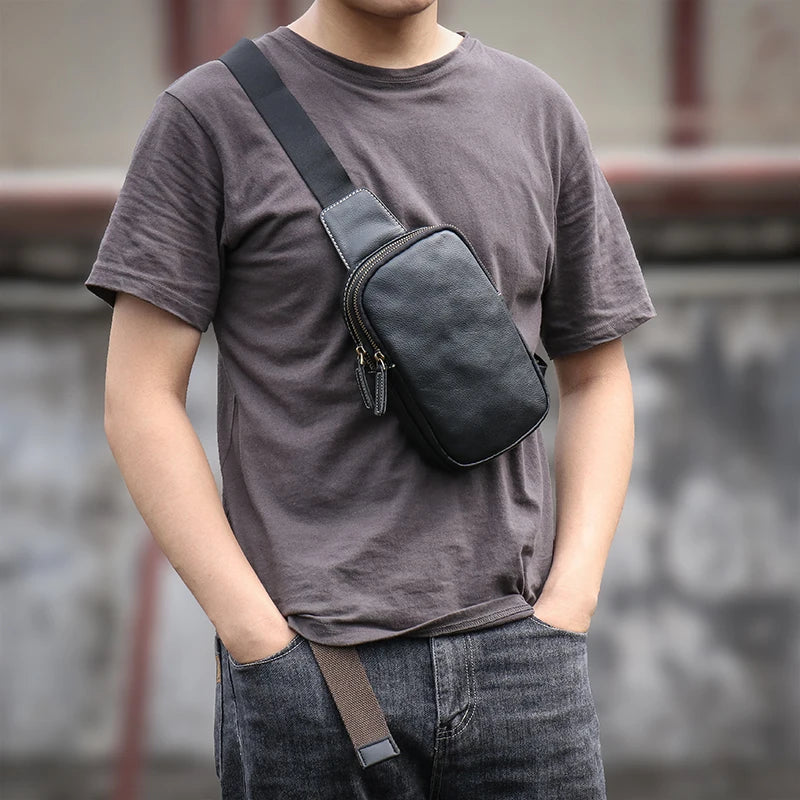Petit sac banane  cuir peau de vache homme - ShopGET®