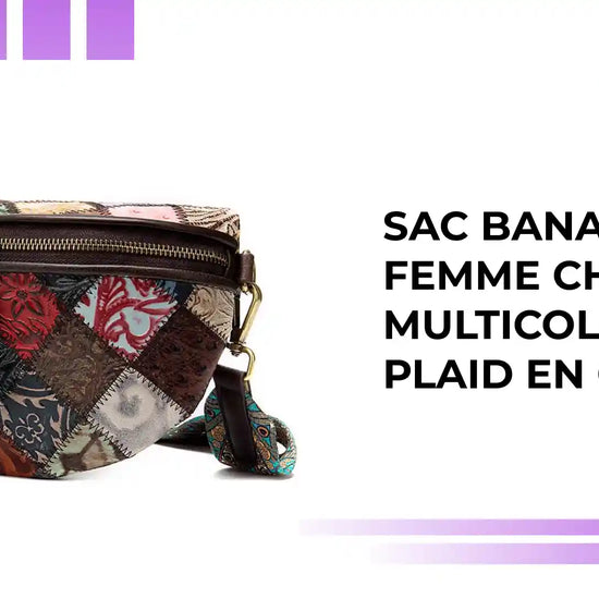 Sac banane femme chic  multicolore plaid en cuir by@Outfy